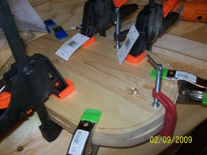 Nose plate Constructing the nose plate starts with 2 1x10 pieces of pine that are laminated together.